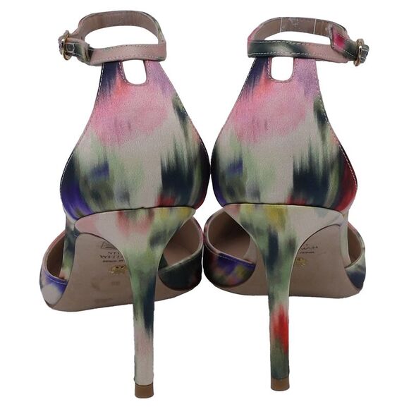 Stuart Weitzman Stuart 85 Strap Pumps Watercolor in Multicolor Satin